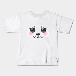 Kawaii funny cat muzzle with pink cheeks and winking eyes (5) Kids T-Shirt